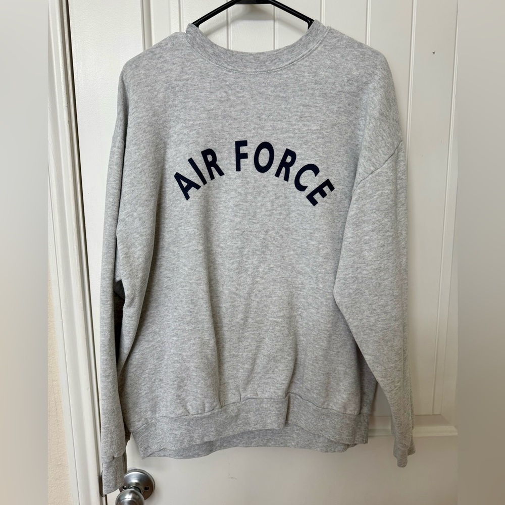 Gray Cotton-Polyester Blend Airforce Sweatshirt